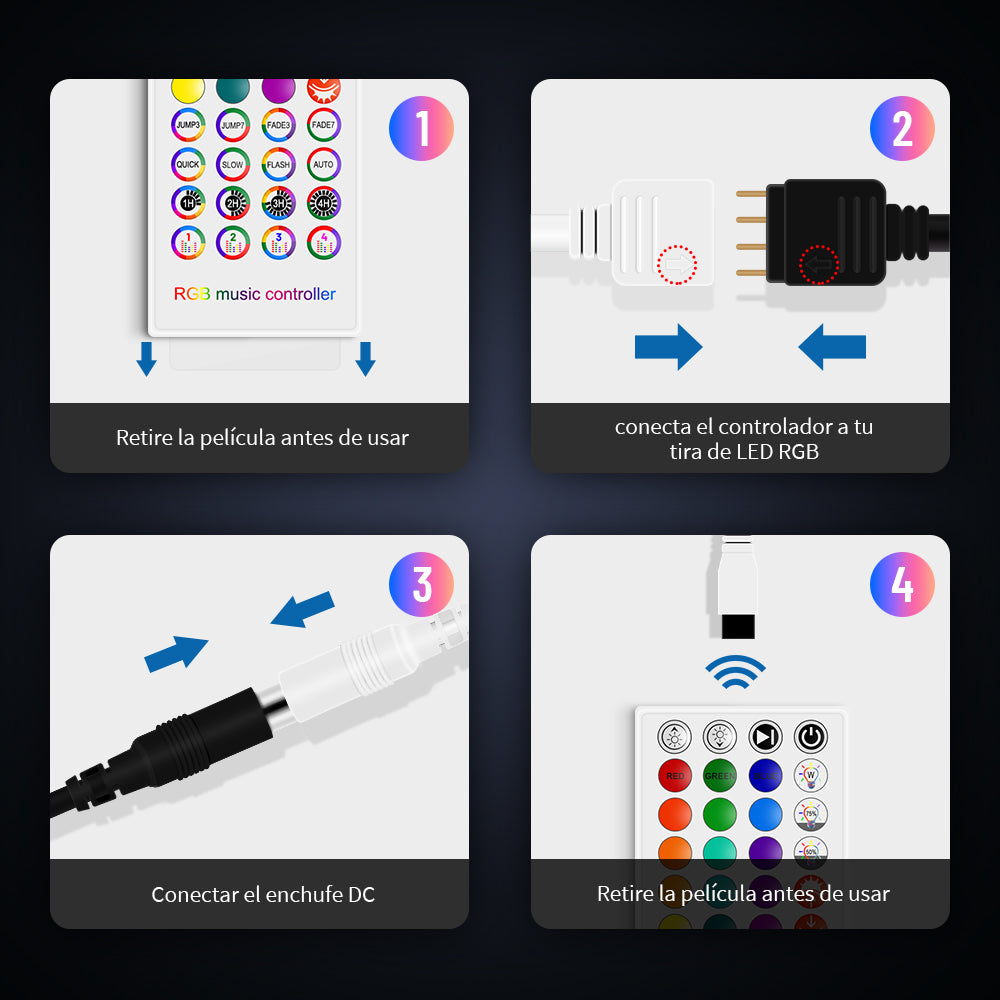 GENGXIN® Controlador APP Bluetooth Tira de LED RGB 2 Salidas