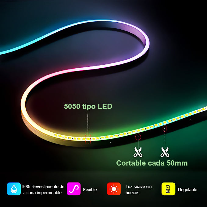 GENGXIN® Tira de LED Flex Neon Rayo 24V 5050/60P 5Mts