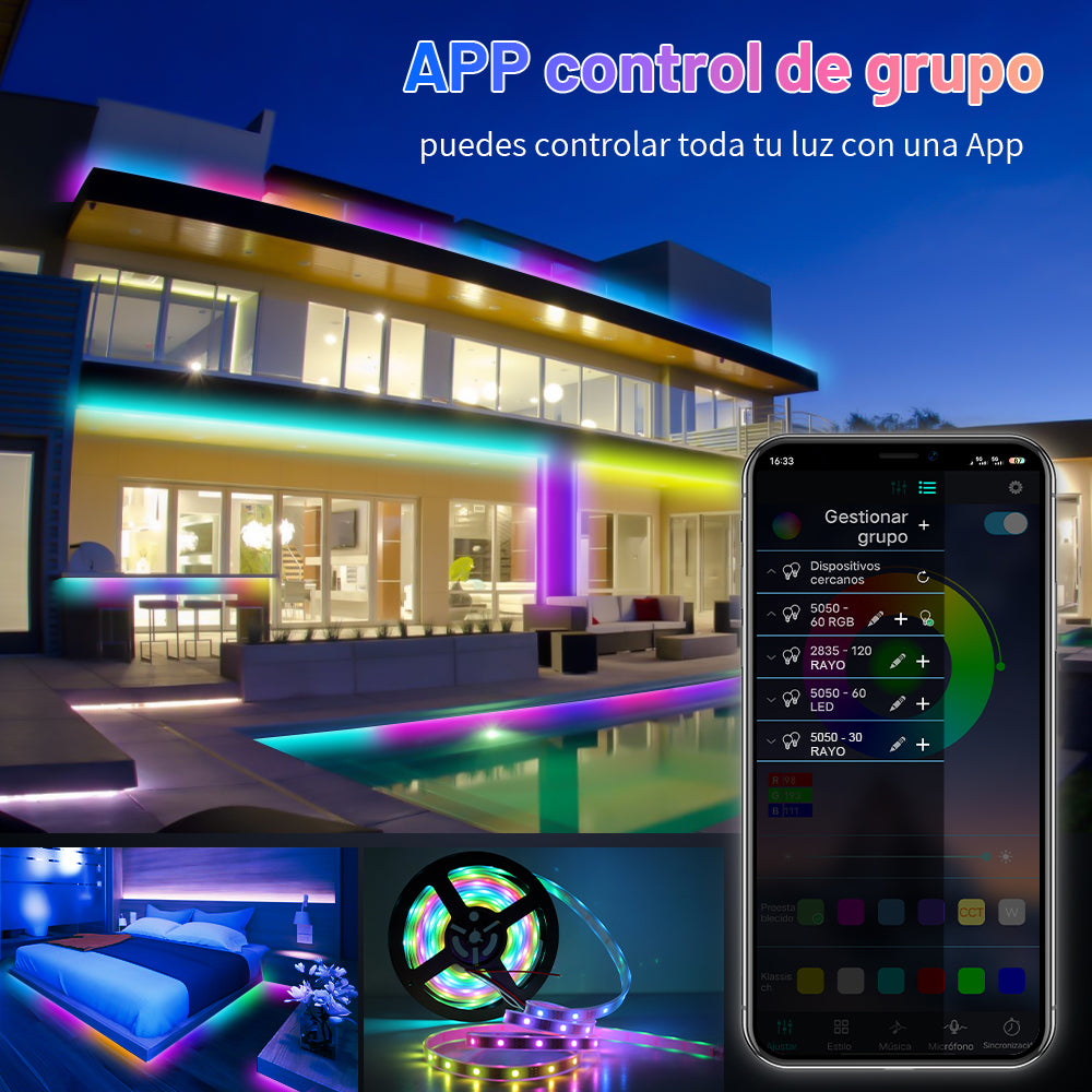 GENGXIN® Controlador APP Bluetooth Tira de LED Rayo 2 Salidas