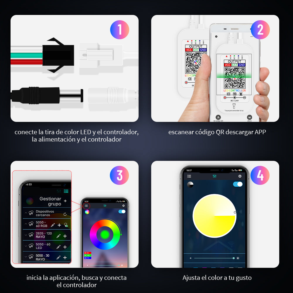 GENGXIN® Controlador APP Bluetooth Tira de LED Rayo 2 Salidas