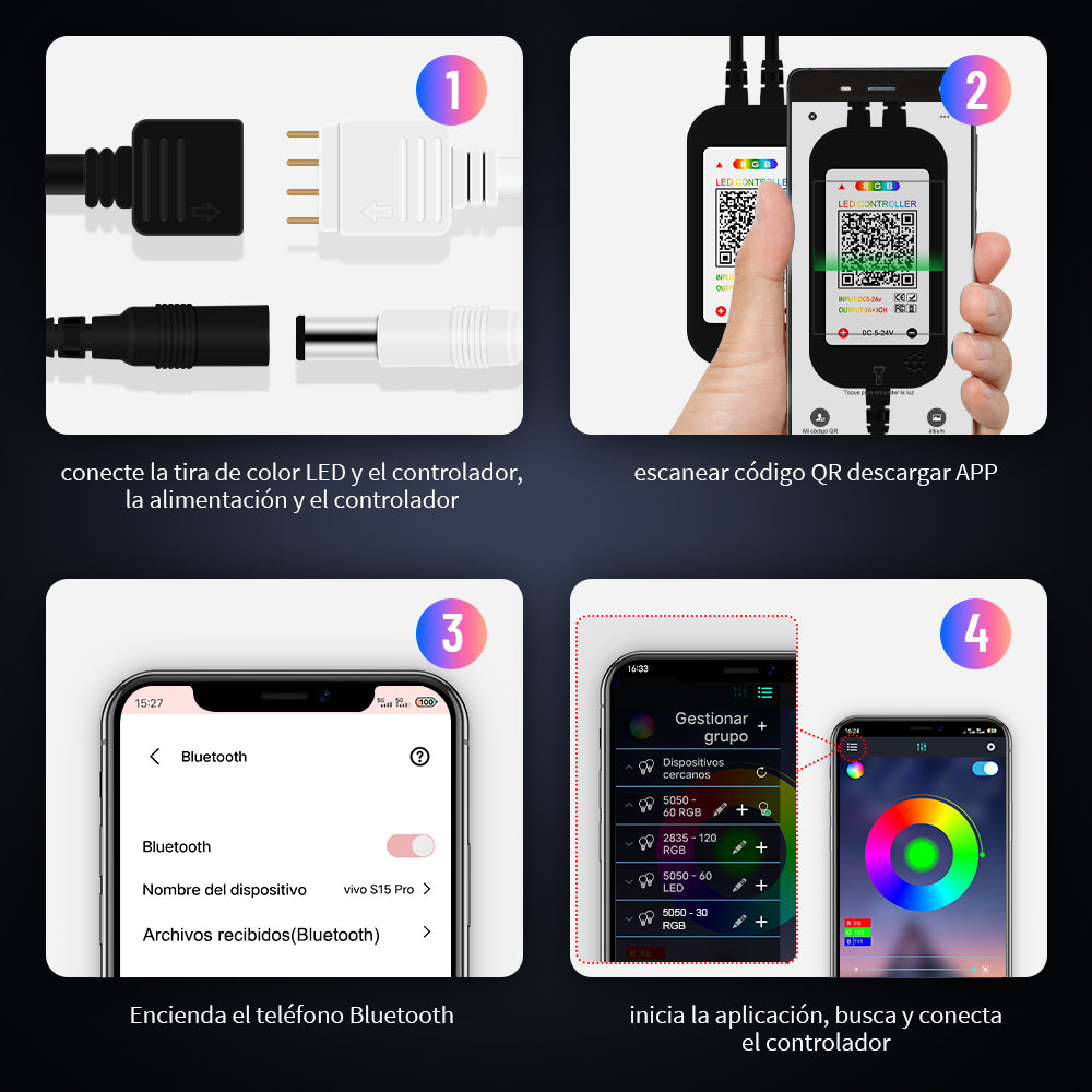 GENGXIN® Controlador APP Bluetooth Tira de LED RGB