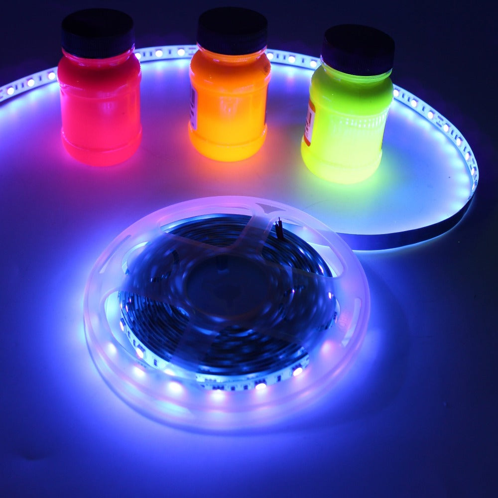 GENGXIN® Tira de LED Flex Morado UV 12V 5050/60P 5 Mts (Adaptador Incluido)