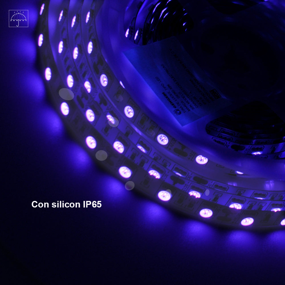 GENGXIN® Tira de LED Flex Morado UV 12V 5050/60P 5 Mts (Adaptador Incluido)