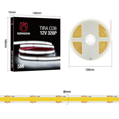 GENGXIN® Tira de LED Flex 12V COB/320P-5m