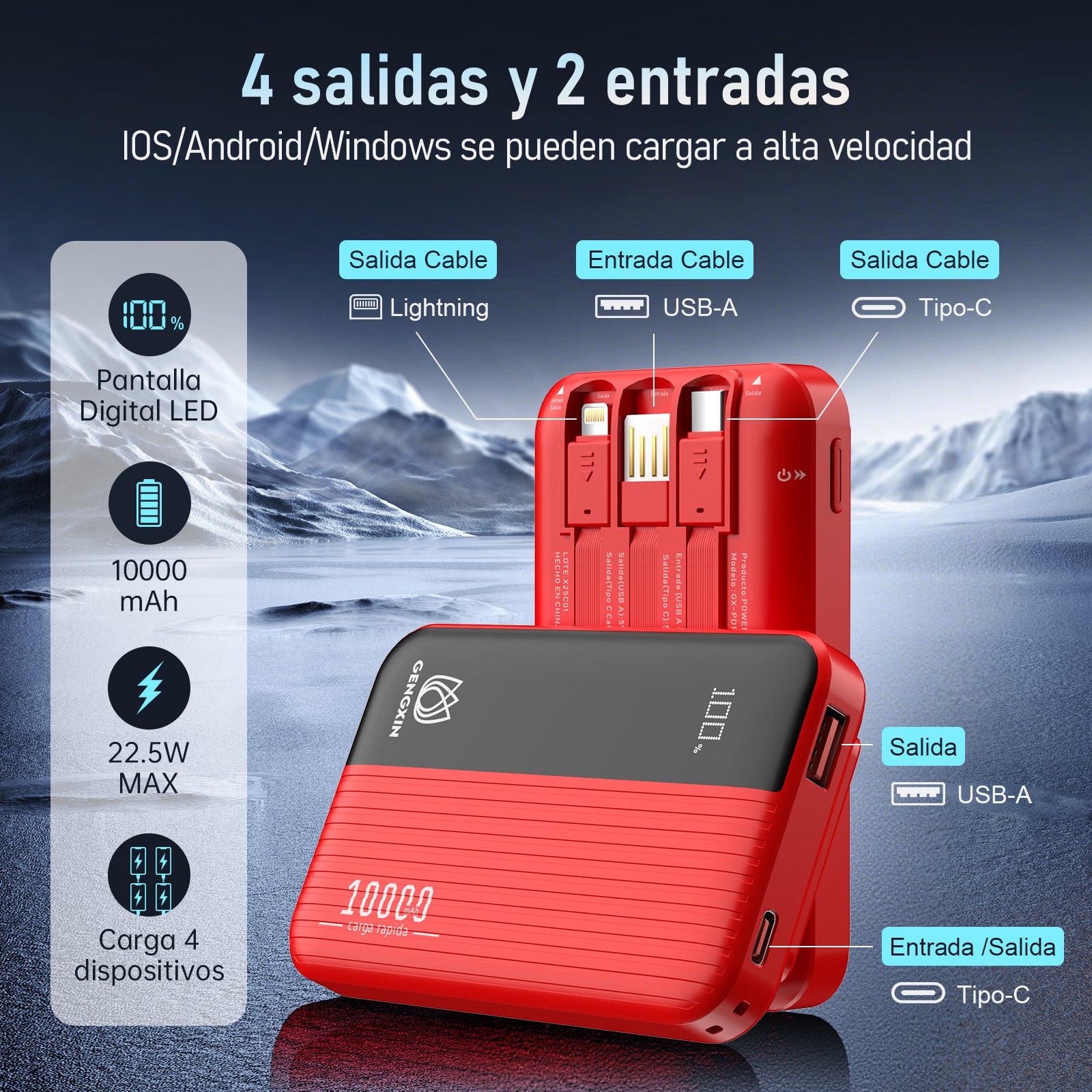 GENGXIN® Powerbank-GX-PD10H - (Sólo para exhibición)