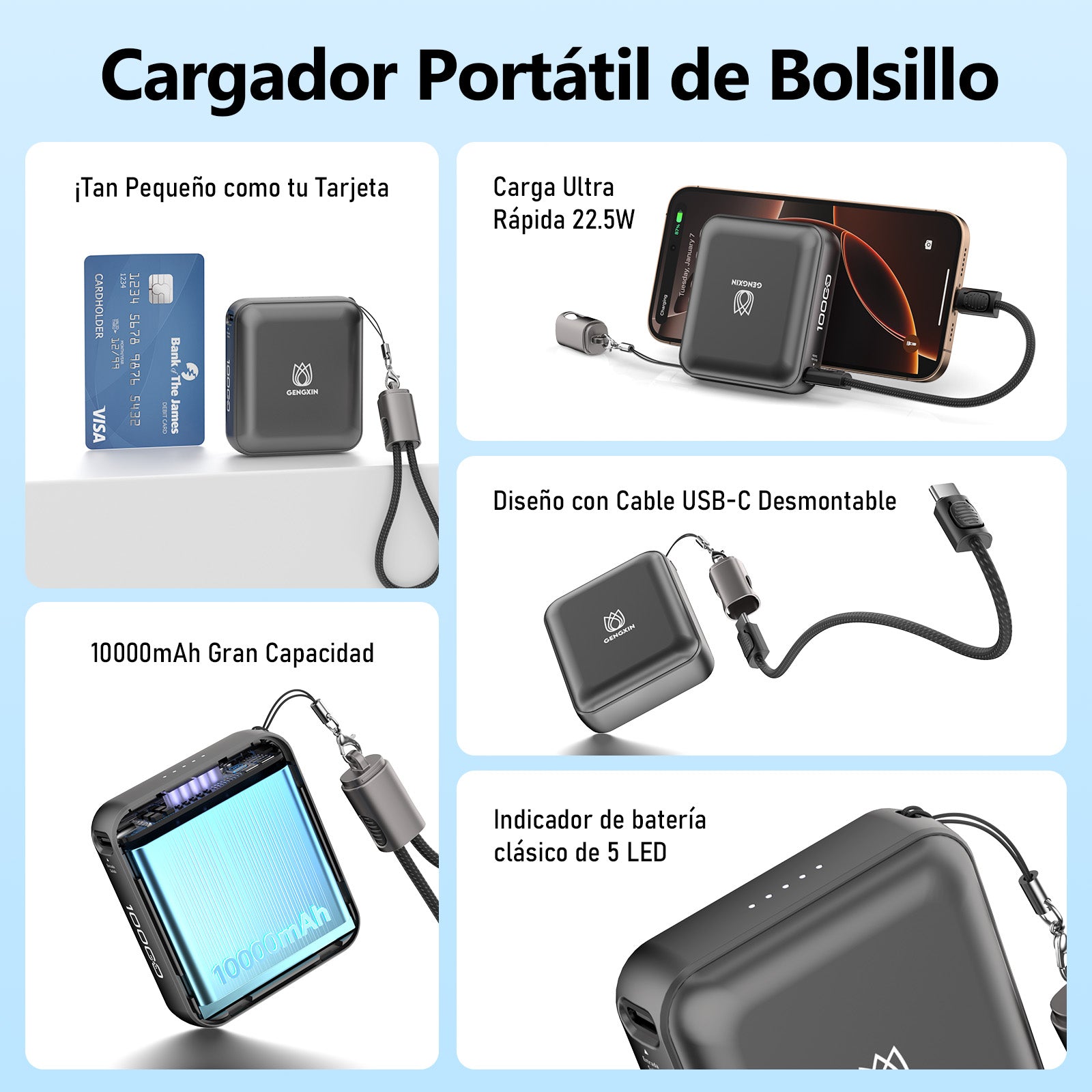 GENGXIN® Powerbank-GX-PD10F - (Sólo para exhibición)