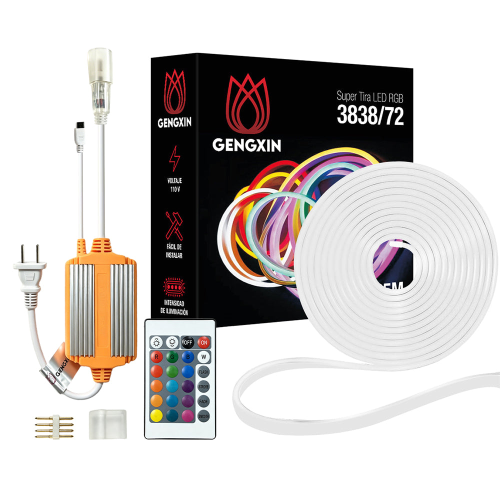GENGXIN® Tira de LED Flex Neon RGB 110V 3838/72P 25Mts