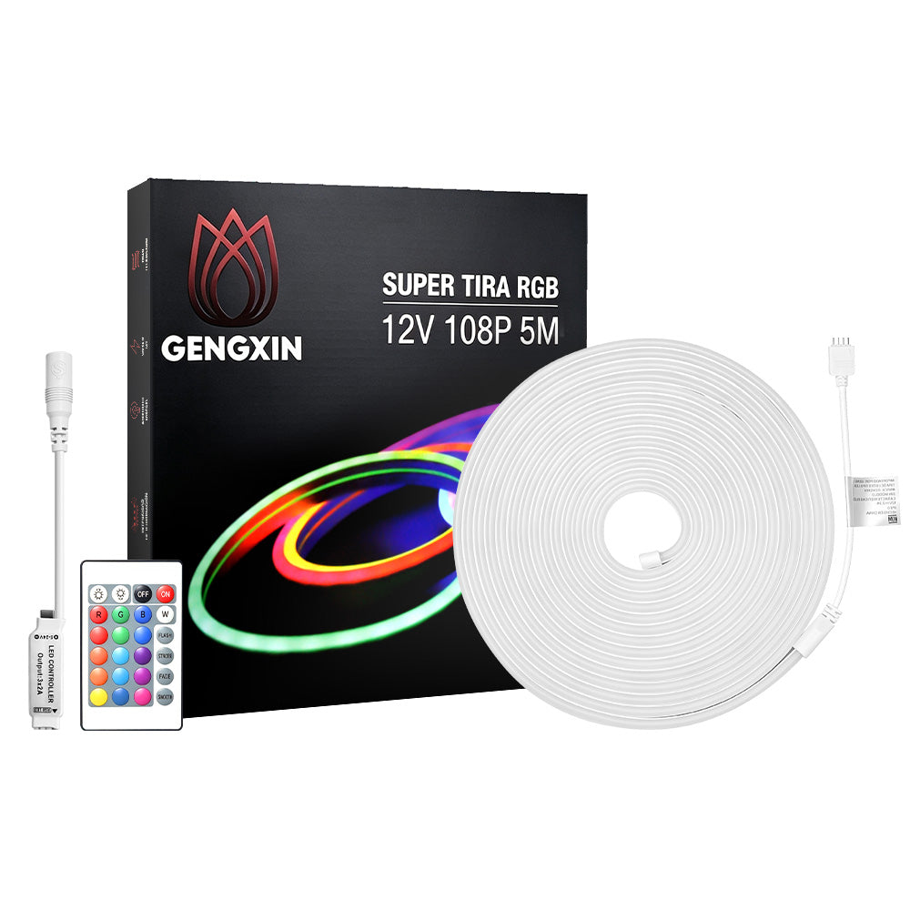 GENGXIN® Tira de LED Flex Neon RGB 12V 3838/108P 5 mts