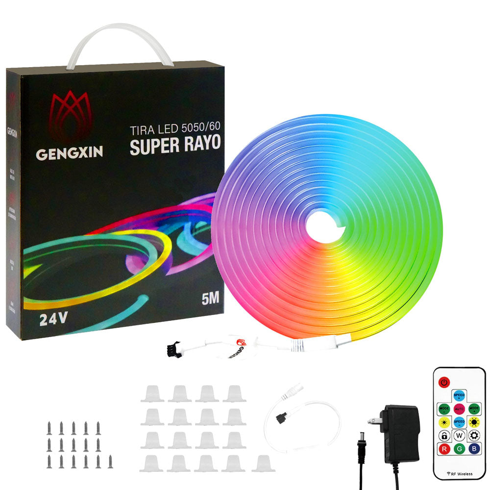 GENGXIN® Tira de LED Flex Neon Rayo 24V 5050/60P 5Mts