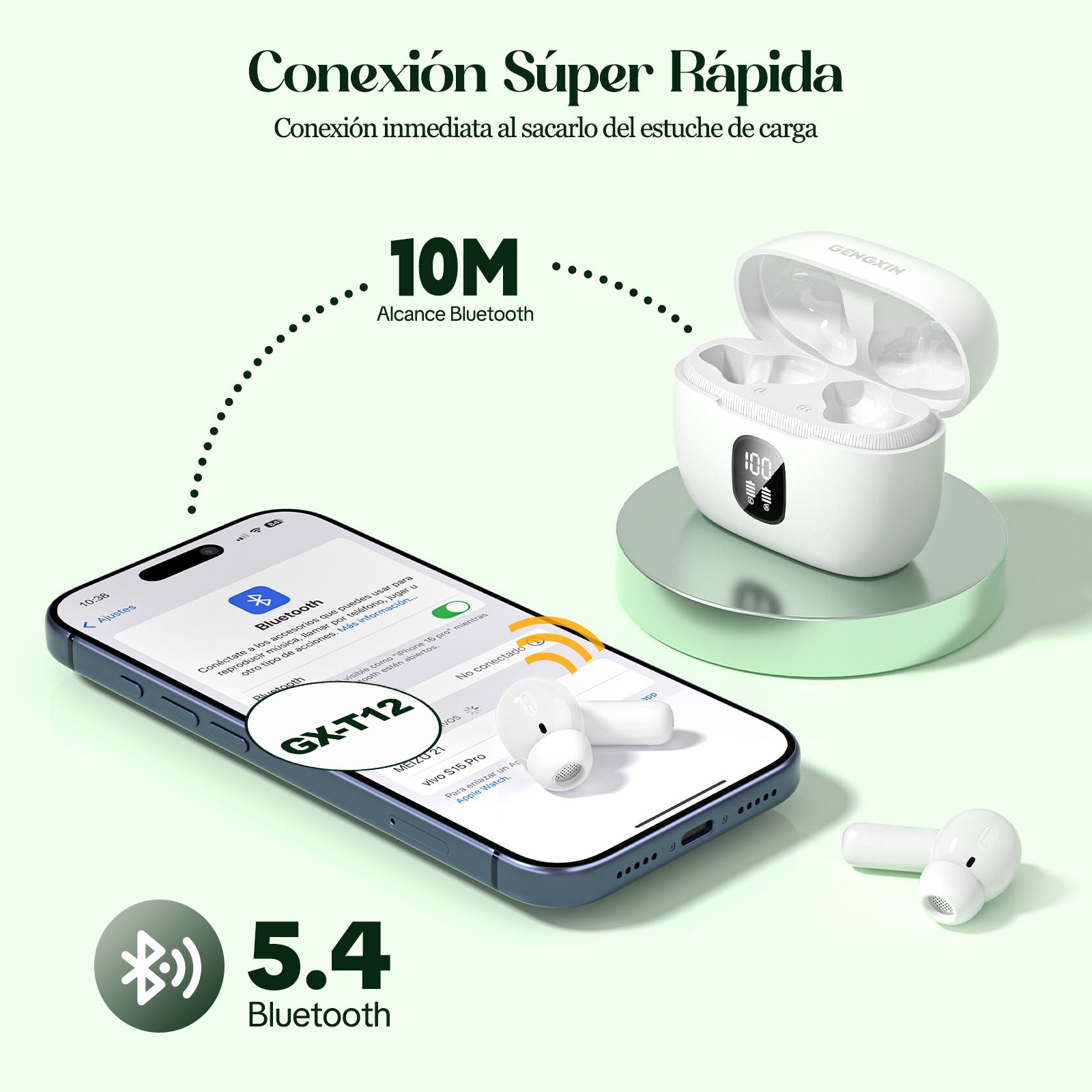 GENGXIN® Auriculares de gancho GX-T12  Cancelacion de ruido- (Sólo para exhibición)