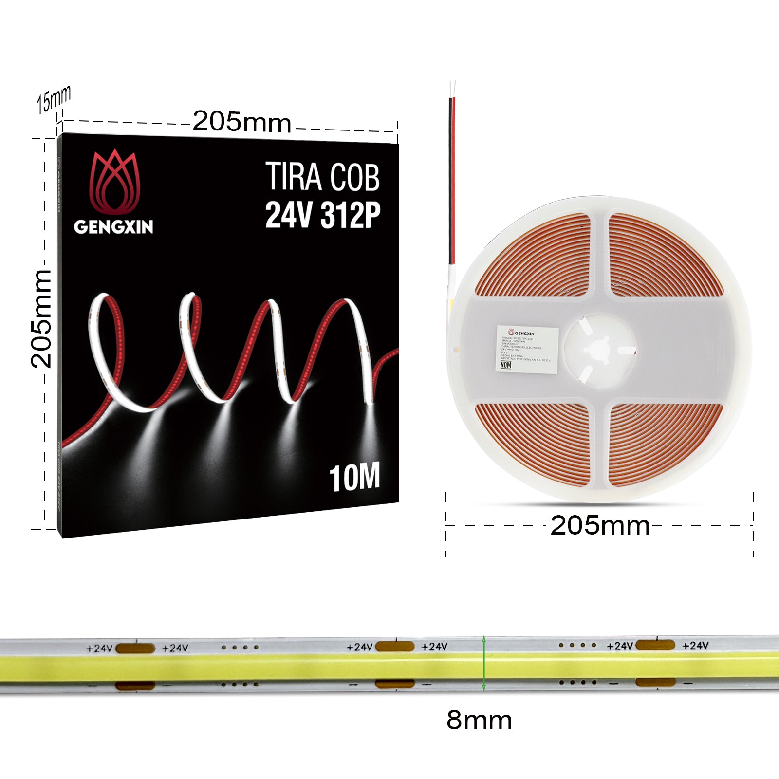 GENGXIN® Tira de LED Flex 24V COB/312P - 10mts
