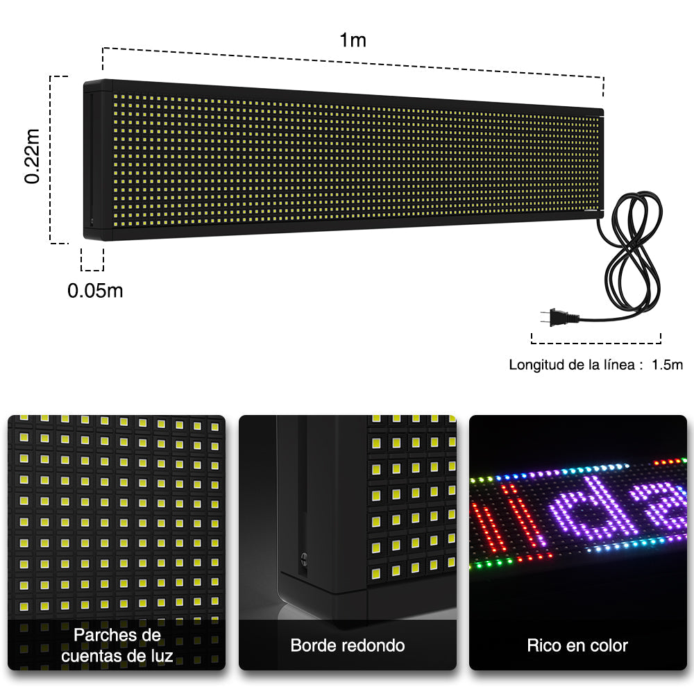 GENGXIN® LETRERO LED  LUMINOSO PROGRAMABLE, P10 WIFI -100 * 20 * 5.5 cm-RGB
