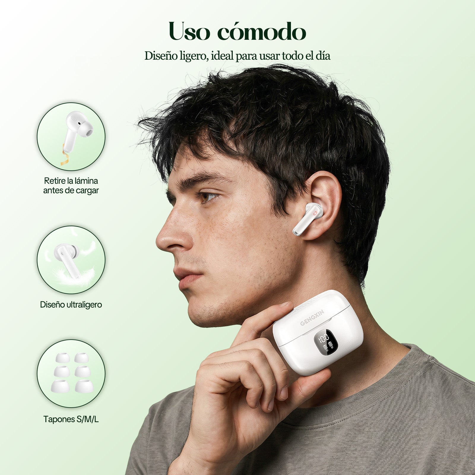 GENGXIN® Auriculares de gancho GX-T12  Cancelacion de ruido- (Sólo para exhibición)