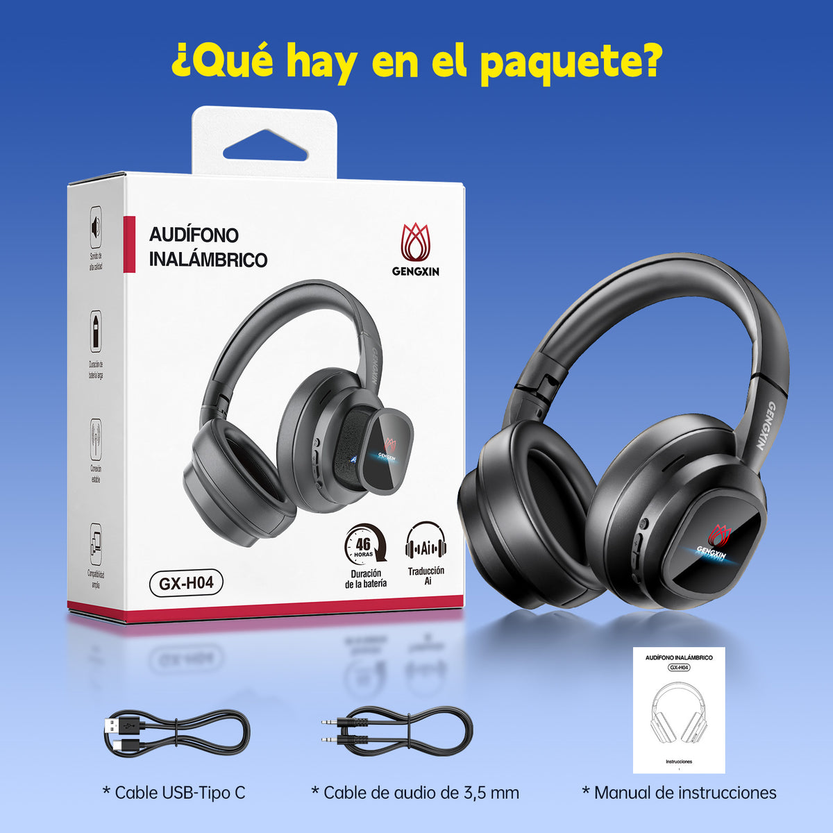 GENGXIN® Audifonos Inalambricos  GX-H04 - (Sólo para exhibición)