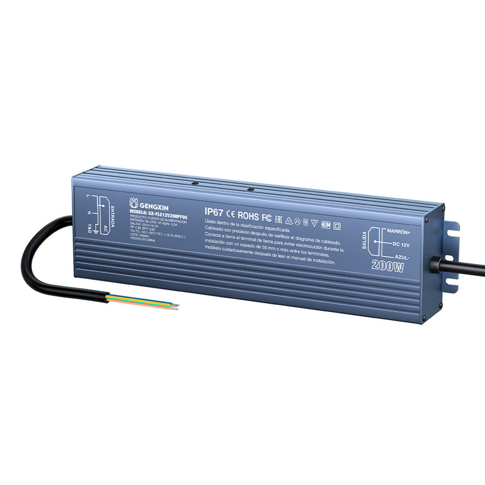 GENGXIN® Fuente Impermeable 12V 200W-IP67-100~265V-PF0.95