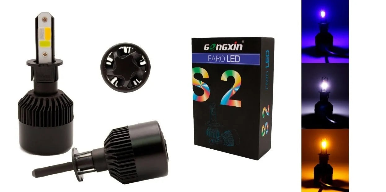 GENGXIN® Focos 3 Colores Kit2 Ámbar, Azul Y Blanco - Faro Led 3colores